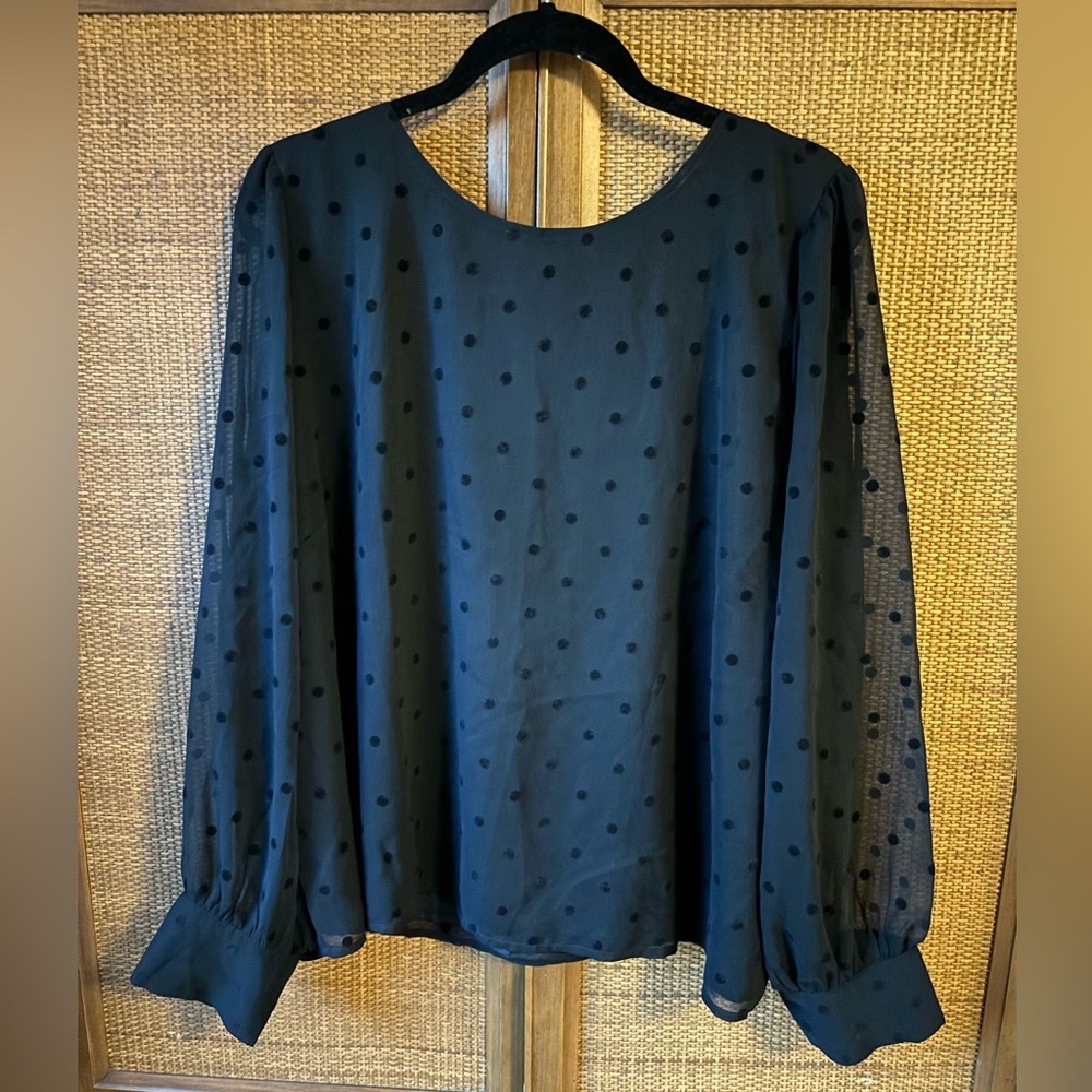 NWT J. Crew Factory Black Cuffed Sleeve Long Sleeve Blouse